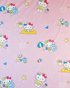 Hello Kitty On The Beach Pink Kids Cotton. Cute Kitty Fabric. Top Quality. BTY - Picture 1 of 8