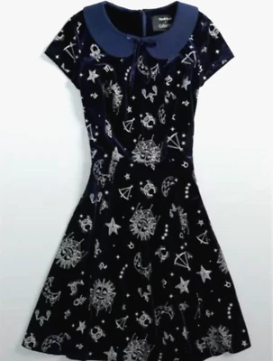 Vestido Patinador Modcloth X Collectif Florence Zodiac Terciopelo Azul Marino Jr Talla 3XS Nuevo F65 Foto 1 de 4