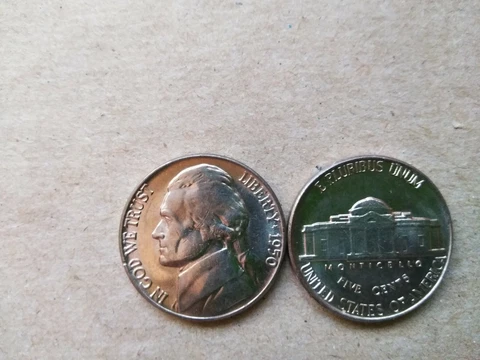 1950-P&D- JEFFERSON NICKELS- 2 coins from original roll Cover