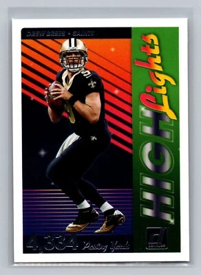 Drew Brees 2018 Panini Donruss HIGHLIGHTS H-6 Football NFL Card Saints Insert - Image 1 of 2