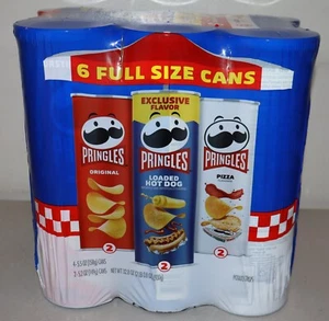 Pringles 6 Pack Full Size - Original, Pizza, Loaded Hot Dog - Picture 1 of 3