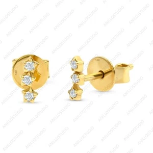 Orecchini Piercing Tragus Fidanzamento Climber Oro 14K Diamanti Naturali Nuovi Gioielli - Foto 1 di 6
