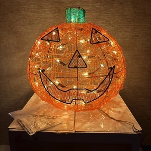 Celebrate It Halloween Crystal Pumpkin Twinkle Lights Spun Jack O Lantern 15” - Picture 1 of 15