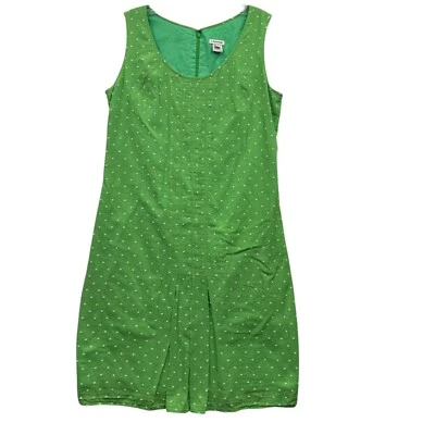 J. Peterman Women's Green Polka Dot Sleeveless Pleated Dress Casual Sundress 10 - Image 1 of 4