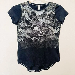 Ivivva Graphic Black and Gray Short Sleeve Tee Girls Size 14  - Picture 1 of 4