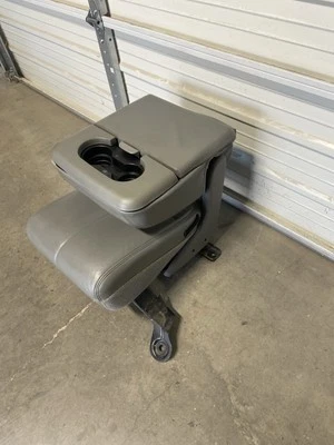 1999-2010 Ford Super Duty LEATHER JUMP SEAT GRAY center console F250 F350 F450 - Image 1 of 4