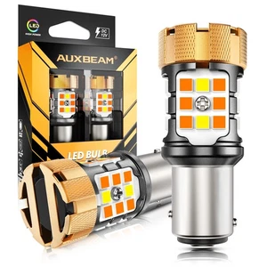 AUXBEAM 1157 Canbus LED Turn Signal Light Bulbs Amber White Anti Hyper Flash 2x - Picture 1 of 12