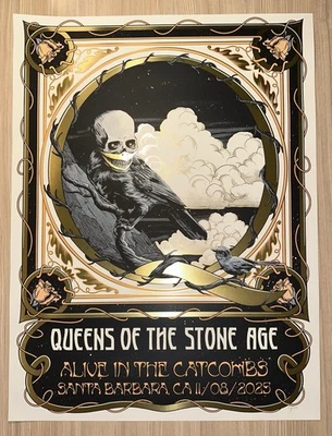 Queens Of The Stone Age QOTSA Santa Barbara *Gold FOIL* Poster 11/8/2025 #/150 - Image 1 of 4