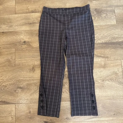 Simply Vera Wang Pant Womens Large Brown Skinny Ankle Plaid Check Pull On Preppy - Image 1 of 4