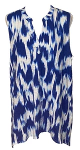 CHICO'S WOMEN'S TUNIC SLEEVELESS V-NECK TOP SHARK BITE HEMLINE SIZE XL (3) EUC - Picture 1 of 3