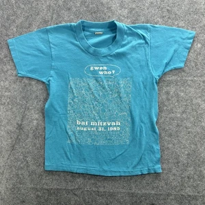 Vintage Gwen Who Shirt Youth Medium Blue Bat Mitzvah August 31 1985 Graphic 80s - Picture 1 of 11