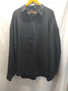 Express Women Boyfriend Portofino Button Shirt Top Size XL Black Oversized NWT - Picture 1 of 12