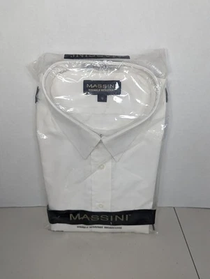 Camisa de vestir Massini blanca de manga corta con botones cuello de 18 puntos Foto 1 de 4