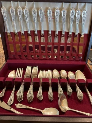 Juego de cubiertos Wallace Rose Point de plata de ley - servicio para 12 68 piezas Foto 1 de 4