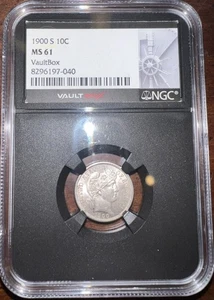1900-S 10c Barber Dime NGC Cert MS61 VaultBox - Tough Date! Higher Buy-Back! - Picture 1 of 2