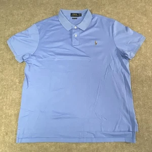 Polo Ralph Lauren Polo Shirt Mens XXL Blue Pima Soft Touch Flesh Pony - Picture 1 of 8