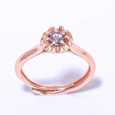Mystic Topaz Silver Plated Jewelry Rose Gold Plated Ring s.Adjst R7375-10 - Image 1 of 4