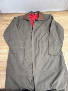 Vintage Marlboro Gear Western Duster Olive Drab Trench Coat Size XL Read - Foto 1 di 9