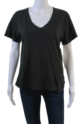 Perfect White Tee Women Basic Silk V-Neck Black T-Shirt Size S - Image 1 of 4