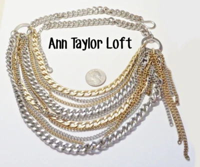 Firmado ANN TAYLOR LOFT 10 Grueso GT & ST Multicadena con Colgantes Collar Distintivo Foto 1 de 4