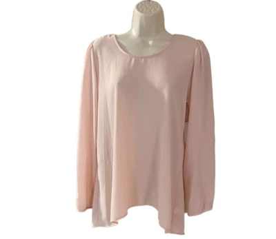 Charming Charlie Women's Light Pink Long Sleeve Bow Back Detail Blouse Small - Image 1 of 4