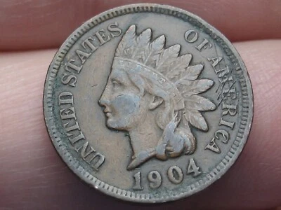 1904 Indian Head Cent Penny- XF Details, Chocolate Brown - Image 1 of 3
