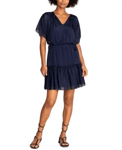 Trina Turk blue silk dress Mahalo Out of Office Indigo Blue XL ruffle - Picture 1 of 15