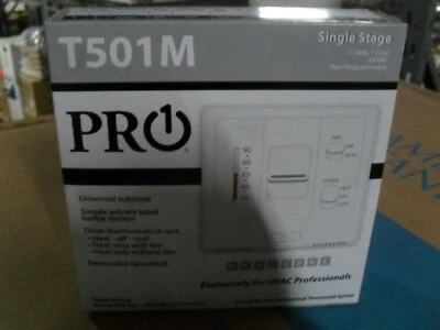 Pro1 T501M 24 volt Mechanical Thermostat 1 Heat 1 Cool - Image 1 of 2
