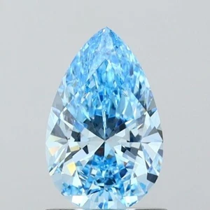 IGI Certified Lab Created Blue Color Pear Cut Diamond Fancy Vivid 1 Carat VVS2 - Picture 1 of 6