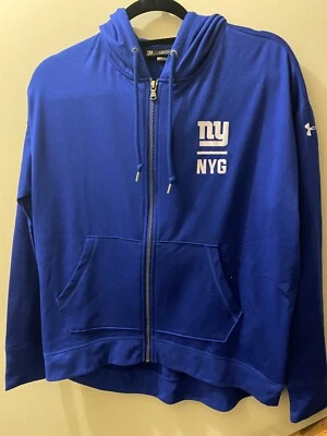 安德玛女式纽约巨人组合全拉链羊毛连帽衫小号 80 美元 — 第 1/3 张图片