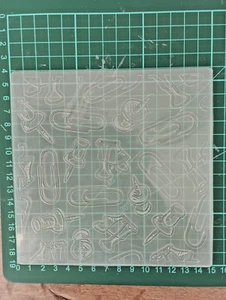 Embossing Folder, Prägeschablone "Büro Utensilien", Marke unbekannt, gebraucht - Bild 1 von 1