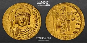 Maur. Tiberio, AD 582-602 IMPERIO BIZANTINO AV Solidus Ch AU 3/5 3/5 - Imagen 1 de 5