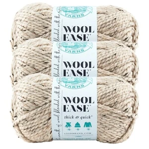 (3 Pack) Lion Brand Yarn 640-123E Wool-Ease Thick & Quick Bulky Yarn, Oatmeal - Picture 1 of 7