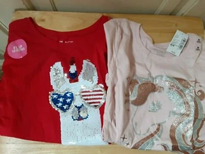 The Children's Place (TWO) Girls T-Shirts Size Medium (7-8) NEW WITH TAGS - Picture 1 of 5
