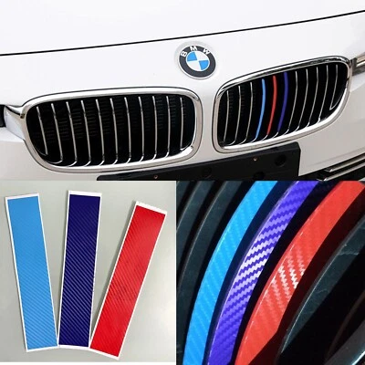 Calcomanía de fibra de carbono tricolor rejilla vinilo tira pegatina para BMW serie 1 3 4 5 X Foto 1 de 4