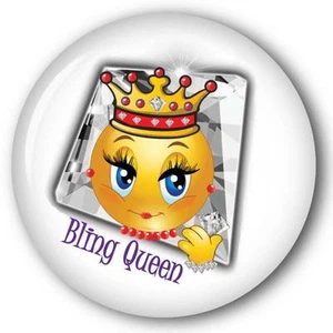 BLING QUEEN SMILEY FACE W/ CROWN - RED HAT PURSE MIRROR W/ ORGANZA BAG 3 INCH - Picture 1 of 3