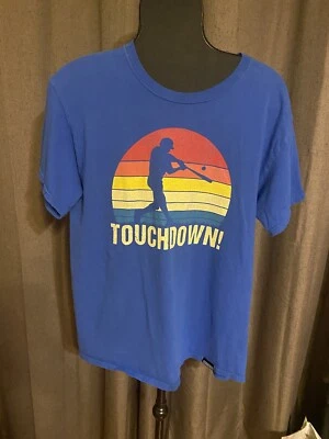 Touchdown Baseball Sports Humor T-Shirt Rainbow Sun Sunset XL Bustedtees Tee - Image 1 of 3