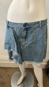 Melrose & Market Blue Gathered Ruffled Side Denim Cut Off Cotton Mini Skirt 29 - Picture 1 of 7