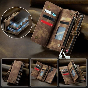Für Samsung Galaxy S24 Ultra S23 S22 Flip Leder Reißverschluss Karten Wallet Handy Hülle - Bild 1 von 49