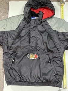 Chicago Blackhawks RARO Vintage Starter NHL 1/2 Zip Pullover L Giacca Pesante - Foto 1 di 10