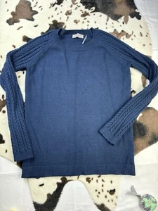 EVOLUTION BY CYRUS Women's Navy Cable Knit Sleeve Pullover Sweater Small - Picture 1 of 6