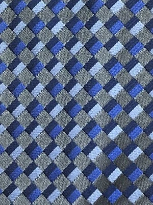 Corbata moderna para hombre Alfani azul marino cielo gris a cuadros a cuadros usada en excelente estado Foto 1 de 4