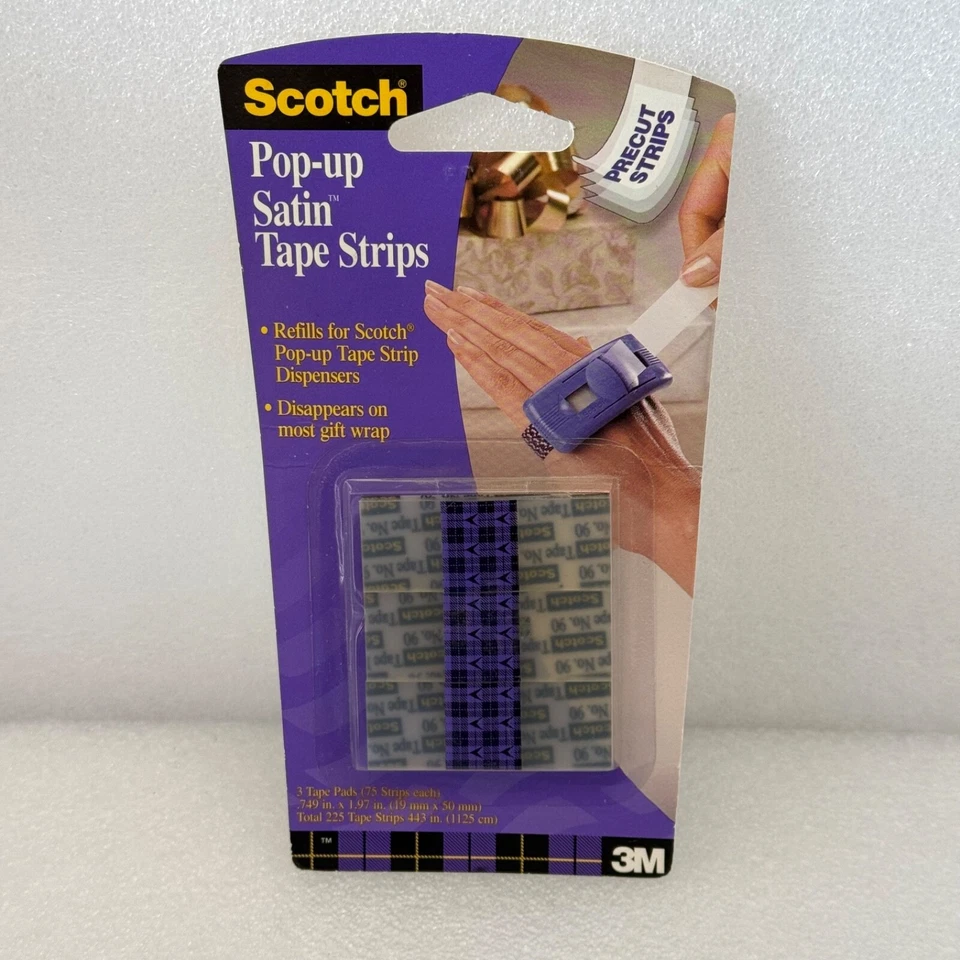 NOS 3m Scotch Pop-up Tape Refills Crystal Clear 75 Strips Each 3 Pads Total