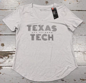 Women's Texas Tech Red Raiders Under Armour Heat Gear Gray V-Neck T-Shirt, M-NWT - Picture 1 of 7