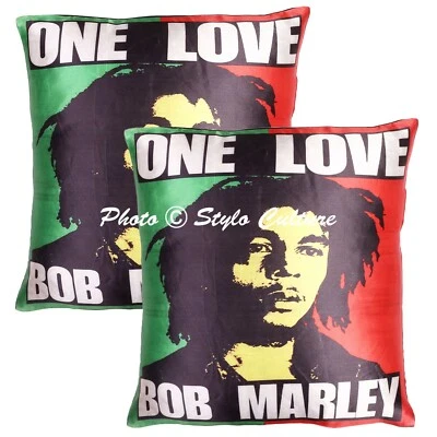 Dorm Decor Brocade Digital Print Sofa Cushion Cover Red Bob Marley Pillow Cover - Image 1 of 3