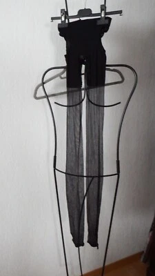 2 Stück Straps-Strumpfhose M L Schritt offen sexy schwarz Nylon - Bild 1 von 2