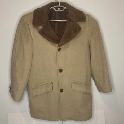 Vintage Sir Pendleton Camel Wool Sherpa Short Trench 70s Sz Large Read - Image 1 of 4