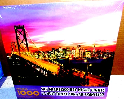 Springbok~San Francisco Bay Night Lights 1,000 Pc. Jigsaw Puzzle 24"X 30" NEW!! - Image 1 of 4