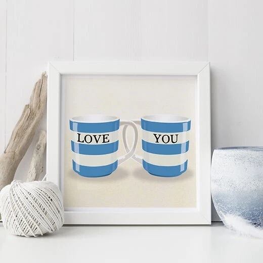 CORNISHWARE/T. G. GREEN Cornishware Inspired 30cm X 30cm Print - LOVE YOU