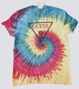 Camiseta corta GUESS para hombre GUESS Tie-Dye arco iris gráfico logotipo tie-dye grande - Imagen 1 de 3